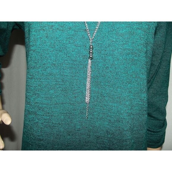 Notations Sweater Shirt Collar Inset Womens Size Medium Marled Green NECKLACE - Picture 5 of 12